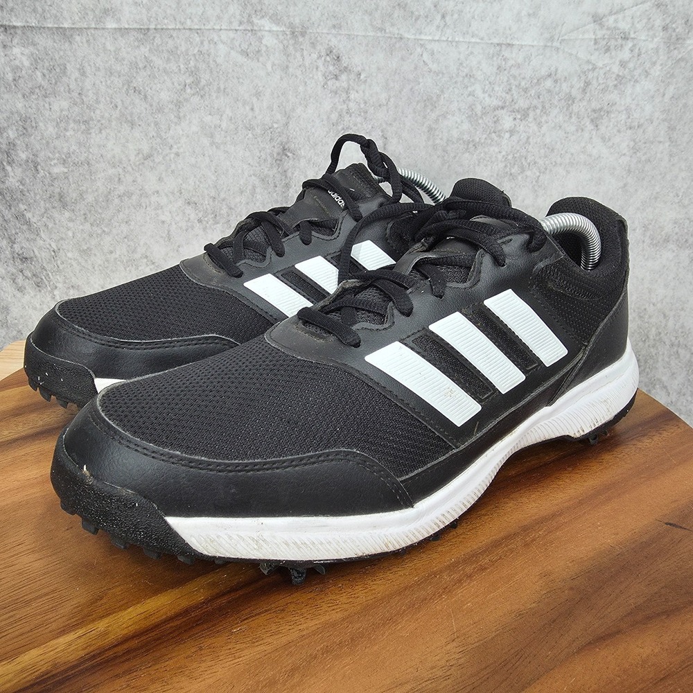 Adidas Tech Response 2.0 Golf Shoes Mens Sz 9.5 Black White Stripes EE9122 - Picture 5 of 12